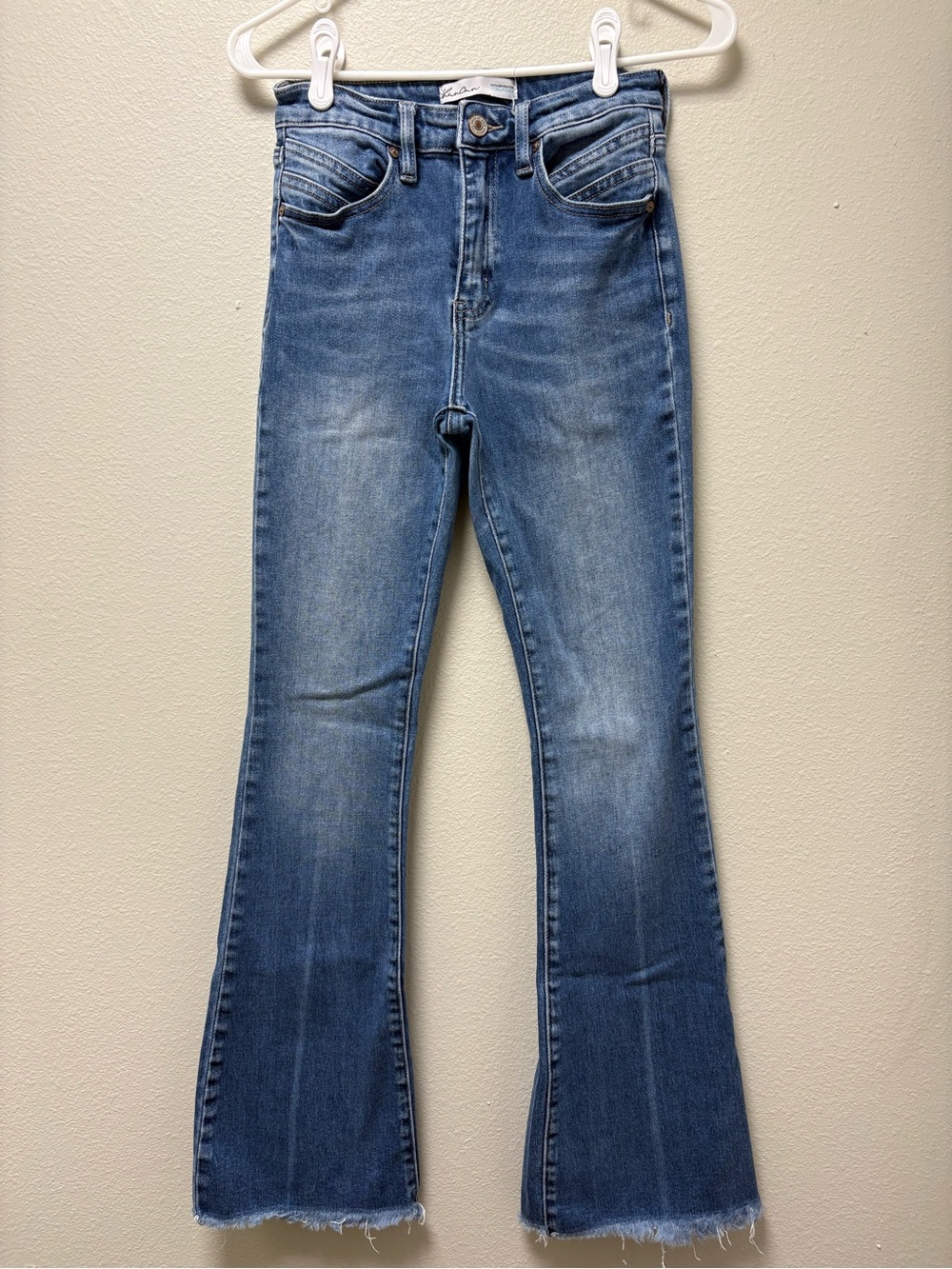 KanCan Women’s High Rise Medium Wash Blue Flare Stretch Jeans 5-Pocket Size 26